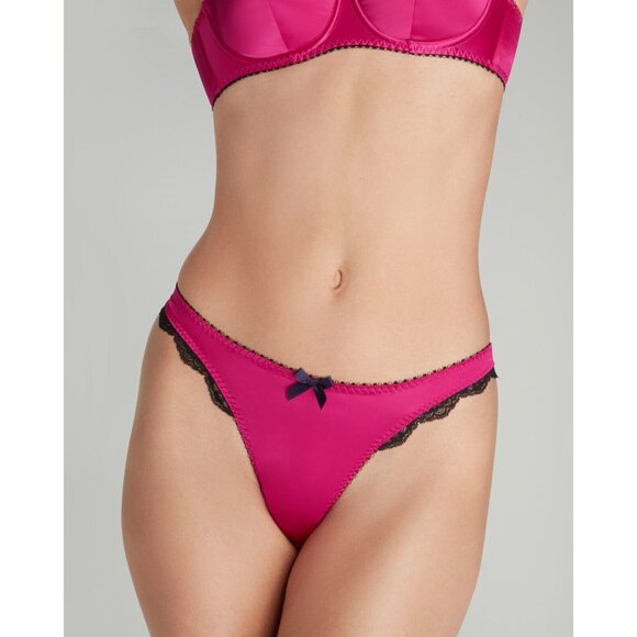 Agent Provocateur Sloane Fuchsia Black Thong AP3 Medium NWT